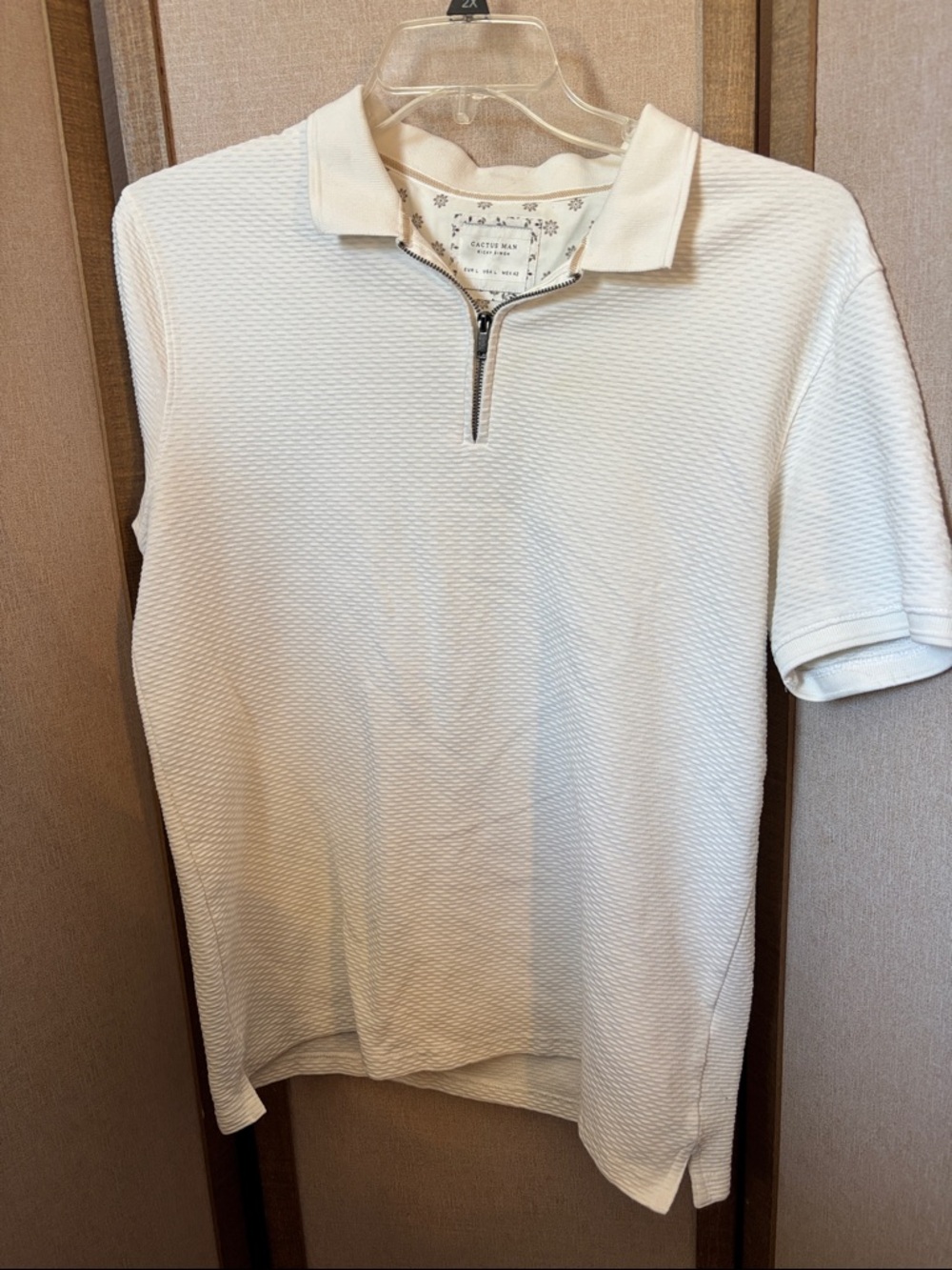 FINAL MARKDOWN Cactus Man Short-Sleeve Half-Zip Textured Polo Large